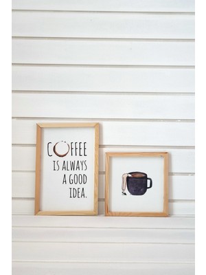 PremiumPort Kahve Köşesi Çerçeveli Set, Sıcak ve Şık Dekorasyon Parçası