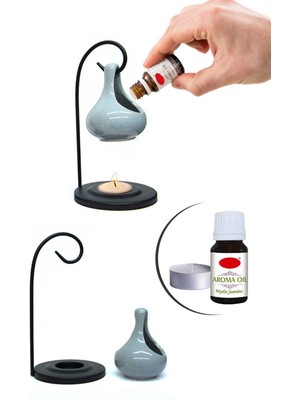 PremiumPort Gri Metal Askılı Buhurdanlık Seti, Şık ve Pratik Dekoratif Aksesuar