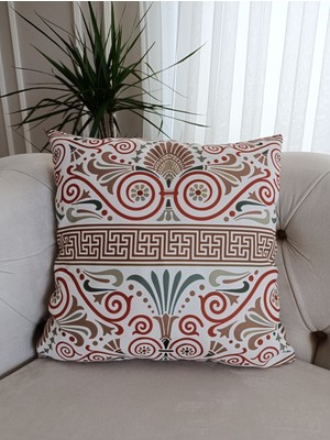 PremiumPort Bohemian Beige Desenli Çift Taraflı Dijital Baskılı Mikro Petek Kırlent Kılıfı