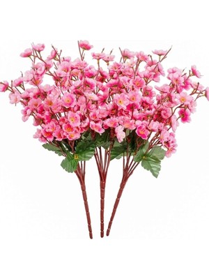 PremiumPort Yapay Çiçek Bahardalı Japon Kiraz Çiçeği 9 Dallı 40 cm Açık Pembe 3 Demet