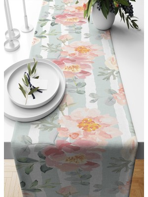 PremiumPort Baby Runner Rose Desenli Süet Dokuma Ev Halısı 140X40 cm