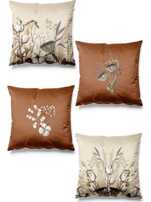 PremiumPort Sahra Desenli 4'lü Süet Kırlent Kılıfı, Şık ve Modern Dekorasyon Için