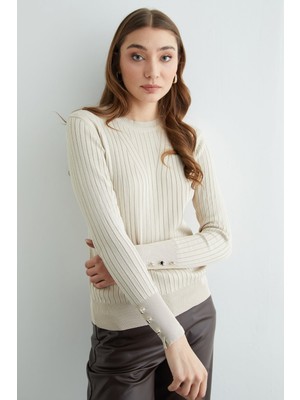 FullaModa Fitilli Bisiklet Yaka Triko Kazak