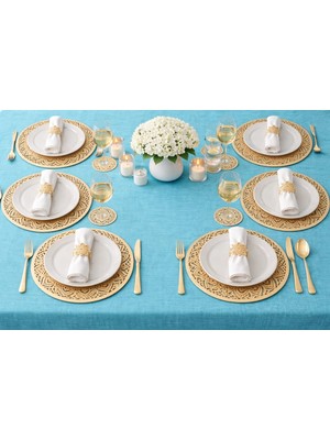 GezegenX Supla Takımı, Amerikan Servis Seti-18 Parça Sofra Sunumu, (6'lı Supla, 6'lı Bardaklık,6'lı Peçetelik