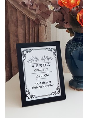 PremiumPort Şeffaf Pvc Camlı 15X21 cm Ahşap Ayaklı Dekoratif Fotoğraf Çerçevesi