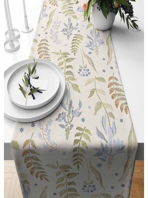 PremiumPort Şık Nakış Desenli Süet Dokuma Runner 140X40 Cm, Ev Dekorasyonu Için Ideal