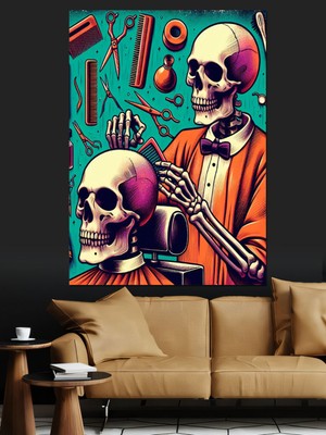 PremiumPort Canlı Neon Iskelet Dekoratif Kanvas ve Mdf Ahşap Tablo