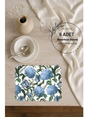 PremiumPort Lazer Kesim 6 Adet Amerikan Servis, Dikişsiz Süet Kumaş, 45X35 cm