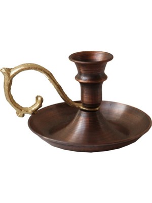 PremiumPort Antik Görünümlü Bakır Mumluk, Şık ve Zarif Dekorasyon Parçası