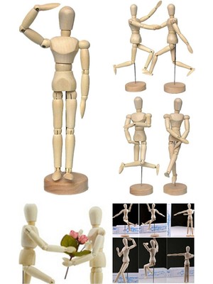 PremiumPort Ahşap Model Manken 30 Cm, Şık ve Detaylı Eskiz Figürasyon