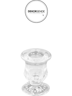 PremiumPort Şeffaf Cam Dekoratif Şamdan, Zarif ve Şık Masa Aksesuarı