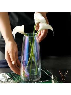 PremiumPort Dalgalı Mavi Cam Vazo, Şık ve Modern Dekoratif Aksesuar