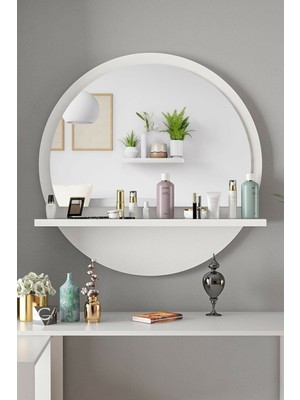 PremiumPort Modern Yuvarlak Beyaz Koridor Dresuar ve Konsol, Şık ve Işlevsel Tasarım