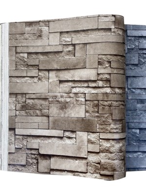 PremiumPort 3D Taş Tuğla Desenli Duvar Kağıdı 5m², Tutkal Dahil, Şık ve Modern Dekor