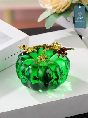 PremiumPort Şık Kristal Cam Kabak Dekoratif Obje, 6 Cm, Sonbahar Teması, 1 Adet