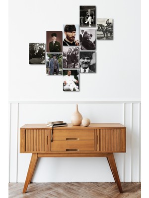 PremiumPort 10 Parçalı Ahşap Tablo Seti, Zarif ve Ilham Verici Dekorasyon