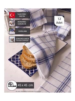 PremiumPort 12'li 45X45CM Çok Amaçlı Bez ve Gıda Örtüsü Seti