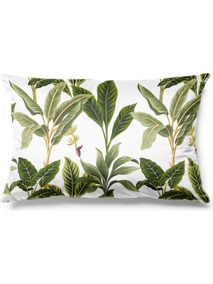 PremiumPort Tropikal Desenli Çift Taraflı Dikdörtgen Kırlent Kılıfı