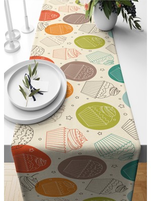 PremiumPort Runner Cupcake Desenli Süet Dokuma 140X40 cm Şık ve Dayanıklı Ürün