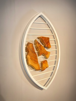 PremiumPort Dört Parça Oval Zeytin Ağacı Detaylı Duvar Çerçevesi Seti