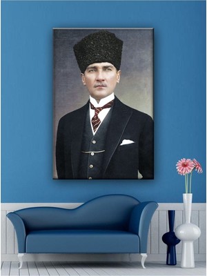 PremiumPort Şık Atatürk Portre Kanvas Tablo, Ev ve Ofis Dekoru Için Muhteşem Seçim