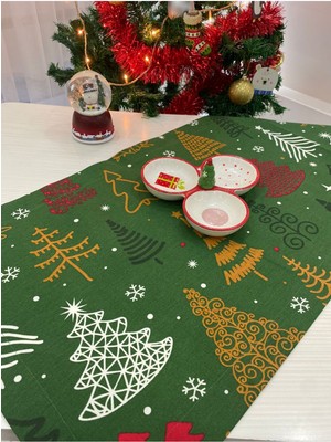 PremiumPort Yılbaşı Temalı Renkli Runner, Şık ve Zarif Dekorasyon Hediye Alternatifi