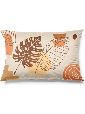 PremiumPort Dikdörtgen Bohem Desenli Çift Tarafı Baskılı Süet Kırlent Kılıfı