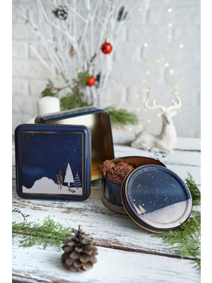 PremiumPort Yılbaşı Temalı 2'li Dekoratif Metal Kutu Seti, Şık ve Şenlikli Dekorasyon