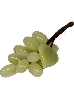 PremiumPort Doğal Taş Üzüm Salkımı, 15 Taneli Damarlı Akik Dekoratif Obje