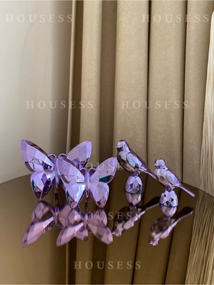 PremiumPort Dekoratif 2'li Kelebek ve Kuş Mini Biblo Takımı