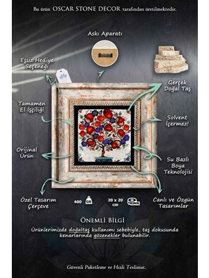 PremiumPort Şık Taşlı Duvar Çerçevesi 20X20 Cm, Dekoratif ve Zarif Tasarım