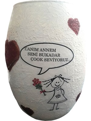 PremiumPort Anneler Gününe Özel Şık Figürlü Cam Vazo, Hediye ve Dekorasyon Için