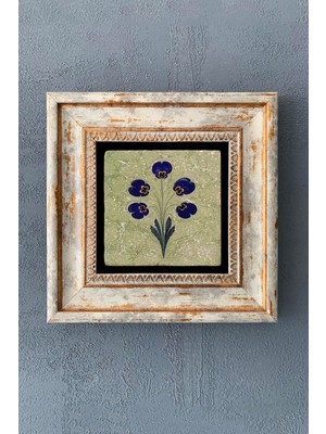 PremiumPort Ebru Sanatı Taş Tablo, Çerçeveli 20X20 Cm, Duvar Dekoru