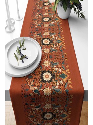 PremiumPort Ramazan Temalı Süet Dokuma Runner, 140X40 Cm, Şık ve Zarif Dekorasyon.