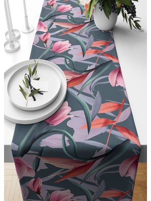 PremiumPort Şık Melon Desenli Süet Dokuma Runner 140X40 Cm, Ev Dekorasyonu Için Zarif Alternatif