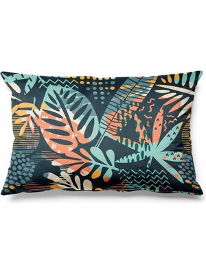 PremiumPort Renkli Yaprak Desenli Çift Taraflı Süet Kırlent Kılıfı