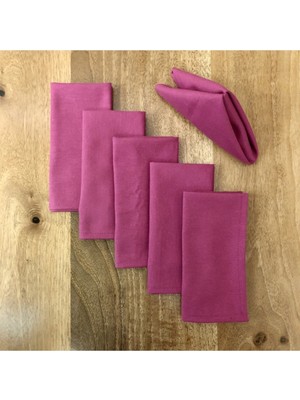 PremiumPort 6'lı Fuşya Dikişli Kumaş Amerikan Servisi Seti