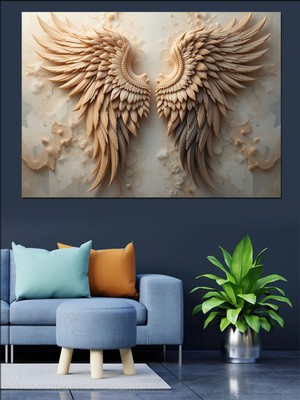PremiumPort Altın Renkli Melek Kanatları Dekoratif Duvar Sanatı