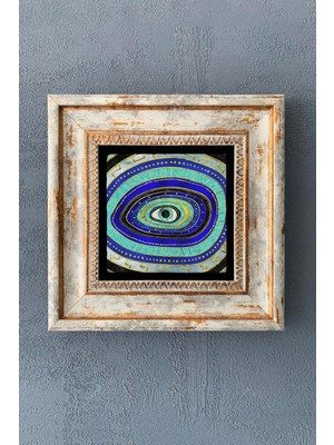 PremiumPort Nazar Gözlü Taş Duvar Dekoru 20X20 Cm, Şık ve Modern Iç Tasarım Aksesuarı