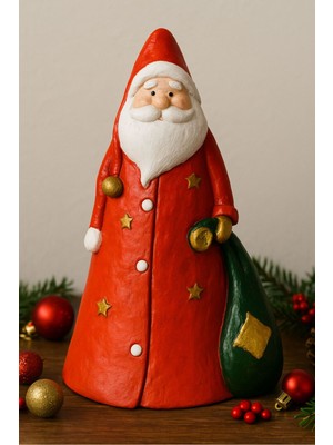 PremiumPort El Yapımı Yılbaşı Dekoratif Noel Baba Biblosu, 13X21 cm