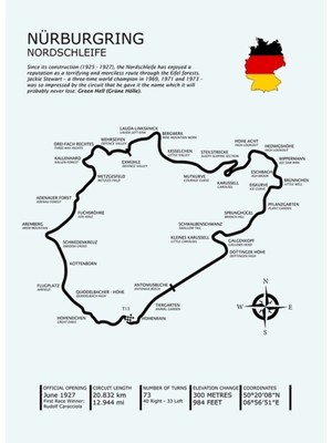 PremiumPort Nordschleife Ahşap Tablo, Dekoratif ve Şık Ev ve Ofis Süsü