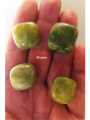 PremiumPort 50G Doğal Nefrit Yeşim Tamburlu Taşlar, Enerji ve Şifa Kaynağı