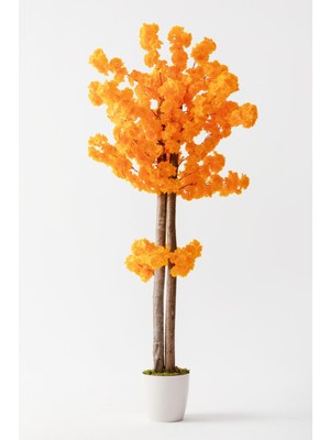 PremiumPort Turuncu Yapay Bahar Dalı Ağacı, 130 Cm, Dekoratif ve Canlı Görünüm
