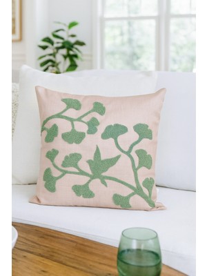 PremiumPort Nakışlı Kırlent Kılıfı 43X43 Cm, Ginkgo PNK001, Şık ve Rahat Dekorasyon