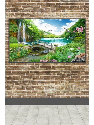 PremiumPort Doğa ve Şelale Temalı Kendinden Yapışkanlı Duvar Posteri, Şık Dekorasyon