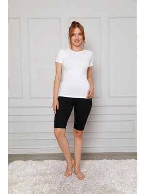 Marsilyan Penye Likralı Diz Üstü Tayt Siyah