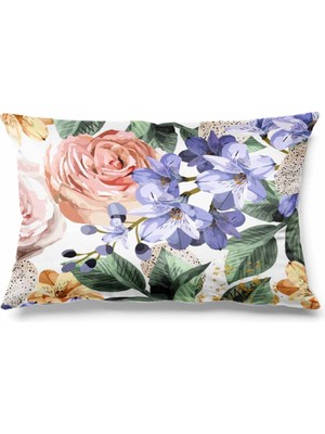 PremiumPort Lilac Desenli Dikdörtgen Çift Taraflı Süet Kırlent Kılıfı