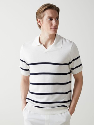 Lc Waikiki Yeni Sezon Polo Yaka Kısa Kollu Çizgili Erkek Triko Kazak