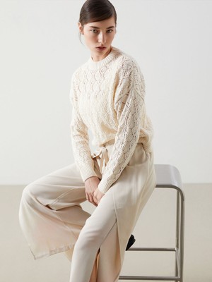 Lc Waikiki Yeni Sezon Bisiklet Yaka Ajurlu Kadın Triko Kazak