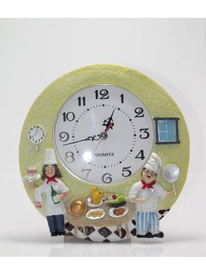 PremiumPort Modern Aşçı Temalı Polyester Duvar Saati, Şık ve Fonksiyonel Tasarım